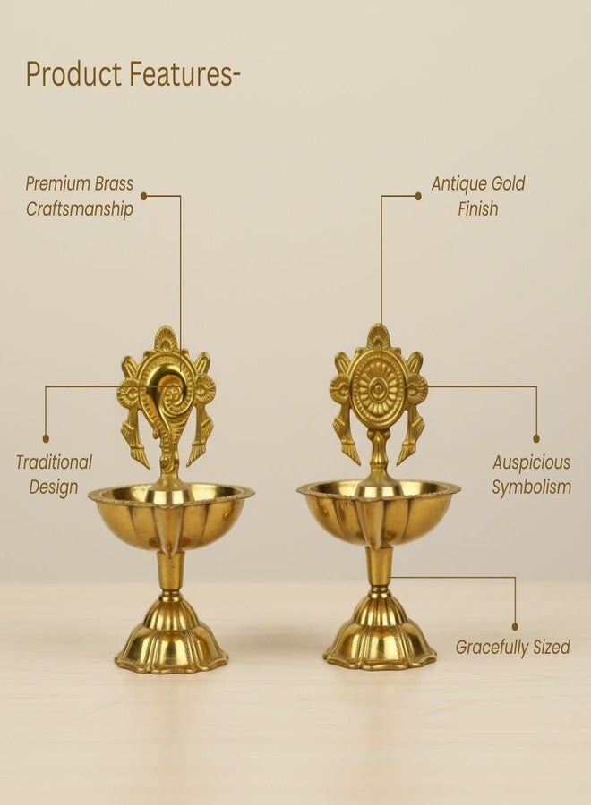 Ritualistic Brass Diya Set for Pooja | Traditional Pooja Items for Pooja Room | Elegant Brass Diya for Daily Worship, Festive Rituals & Home Decor | Perfect Spiritual Gift for Housewarming | Pack of 2 - Image 3